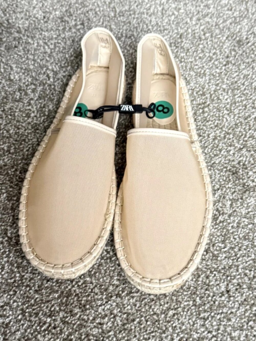 Zara Women's Sheer Mesh Espadrilles Slip-Ons Beige Size EUR 39 / US 8 New
